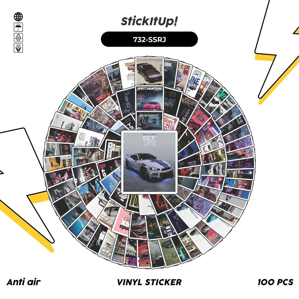 

COD✨ 100 Pcs Stiker Super Street Racer JDM Car Lucu Anti Air Untuk Dekorasi Notebook Sepeda Skateboard Handphone DIY