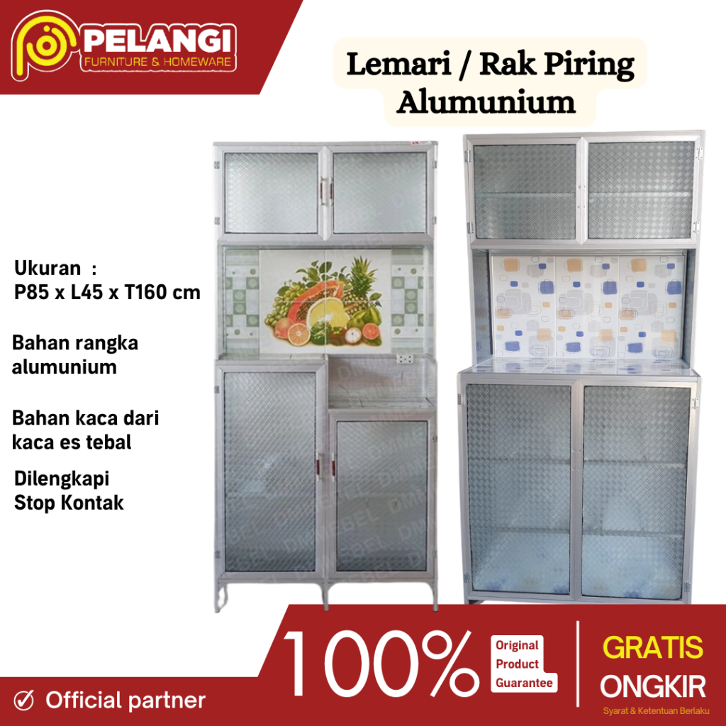 Rak Piring Alumunium 4 Pintu | Rojo Alumuniu | Lemair Piring Alumunium | Lemari Piring 4 Pintu