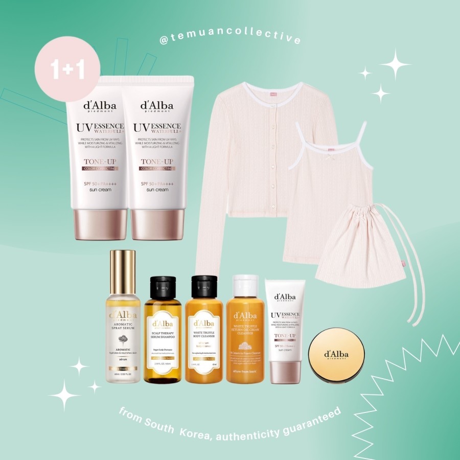 GROVE d'Alba Lounge Wear - Original UV Essence Waterfull Tone Up Pink Correcting Suncream Set - dAlb