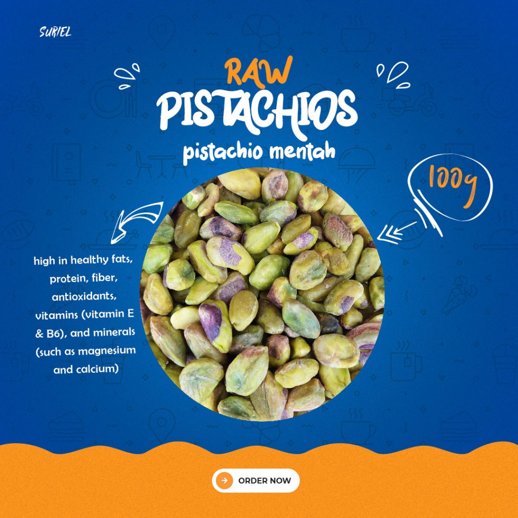 

Pistachio kupas mentah tanpa cangkang ( raw pistachios ) unsalted 100g