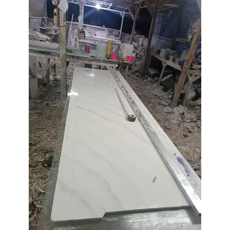 TOP TABLE SOLID SURFACE WHITE CARARA CUSTOM