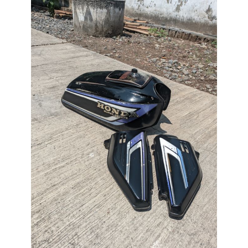 Tangki kempol aki gl100 seris cdi cet original second utuh