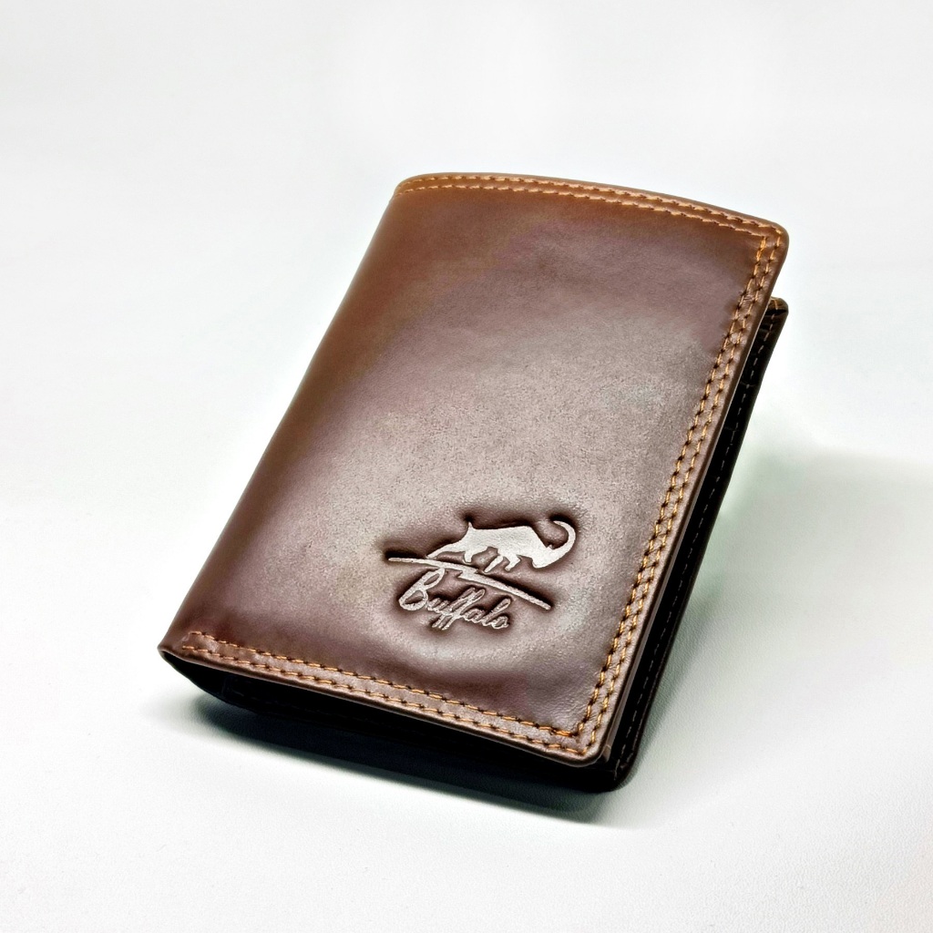 Dompet Pria Kulit Asli Slot Kartu Banyak Model Lipat Casual - Coklat Brown Cokelat Buffalo