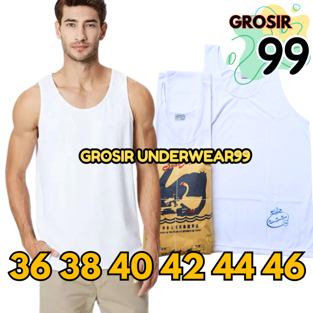 PREMIUM Singlet Pria SWAN SMB  / Tanktop Pria Dewasa SMB SWAN/ Kaos Dalam Pria SWAN Lembut GROSIR99