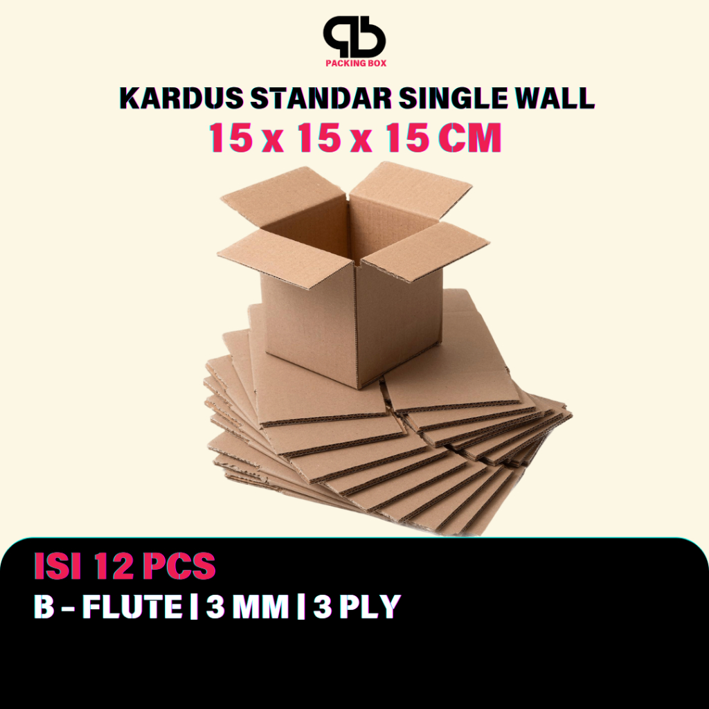 

[12PCS] Packaging Box 15x15x15 Kardus Karton Kotak Dus Packing Polos BFlute Tebal 3 mm