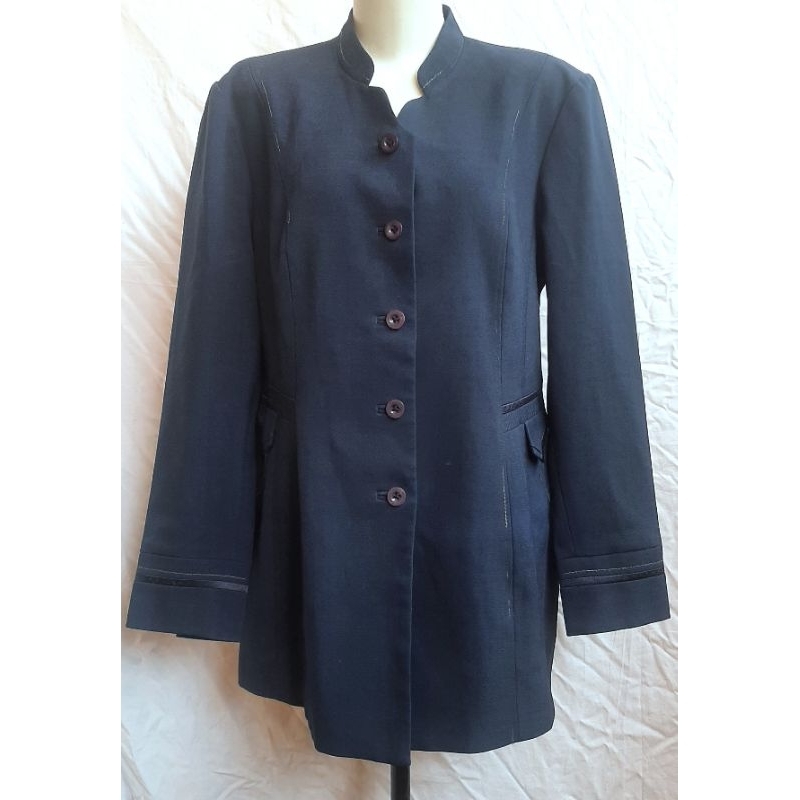 ATASAN SETELAN SERAGAM GURU BLAZER KERJA WANITA NAVY BIRU DONGKER OUTER MEREK PRINCESSFA LIKE NEW PR