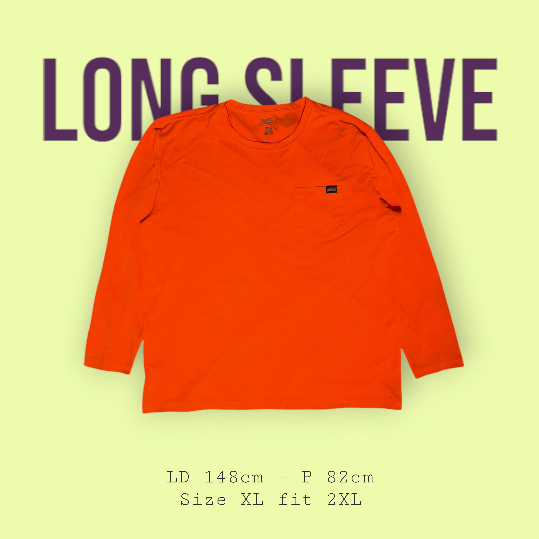 Kaos Long Sleeve Pocket Dickies Oren Terang - Barang second bekas thrift murah