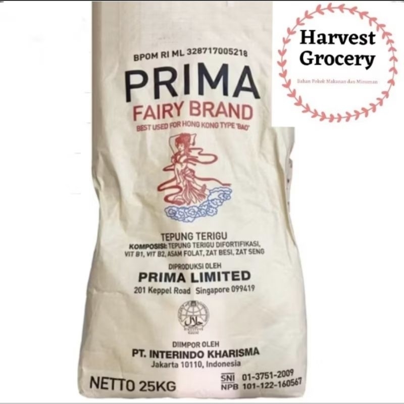 

Tepung Terigu Prima Fairy Brand 25kg Cargo ( JNE / JnT)
