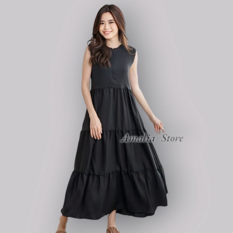 Inner Dress Rempel Inner Tanpa Lengan Maxi Busui Friendly Bahan Katun Premium