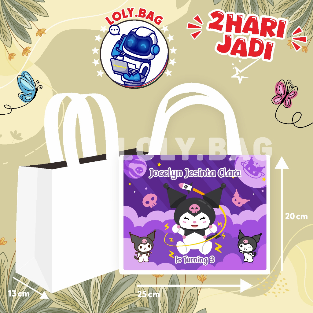 

Tas Ultah / Tas Ulang Tahun / Goodie Bag Custom / Tas Bingkisan tema KUROMI