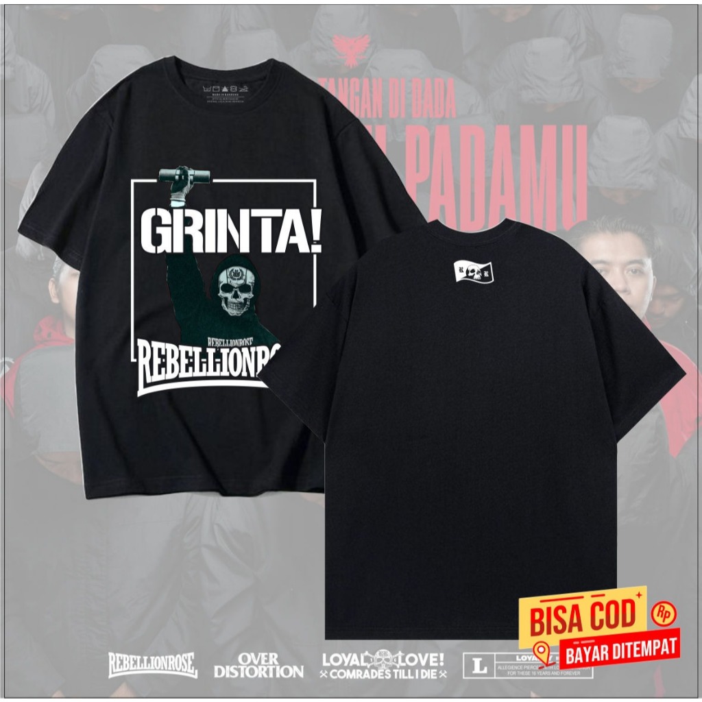 KAOS DISTRO REBELLION ROSE NEW BAND CLOTHING METAL MUSIC MERCH