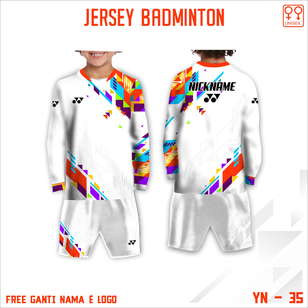 Setelan Jersey anak kaos badminton baju olahraga bulutangkis yonex lengan panjang