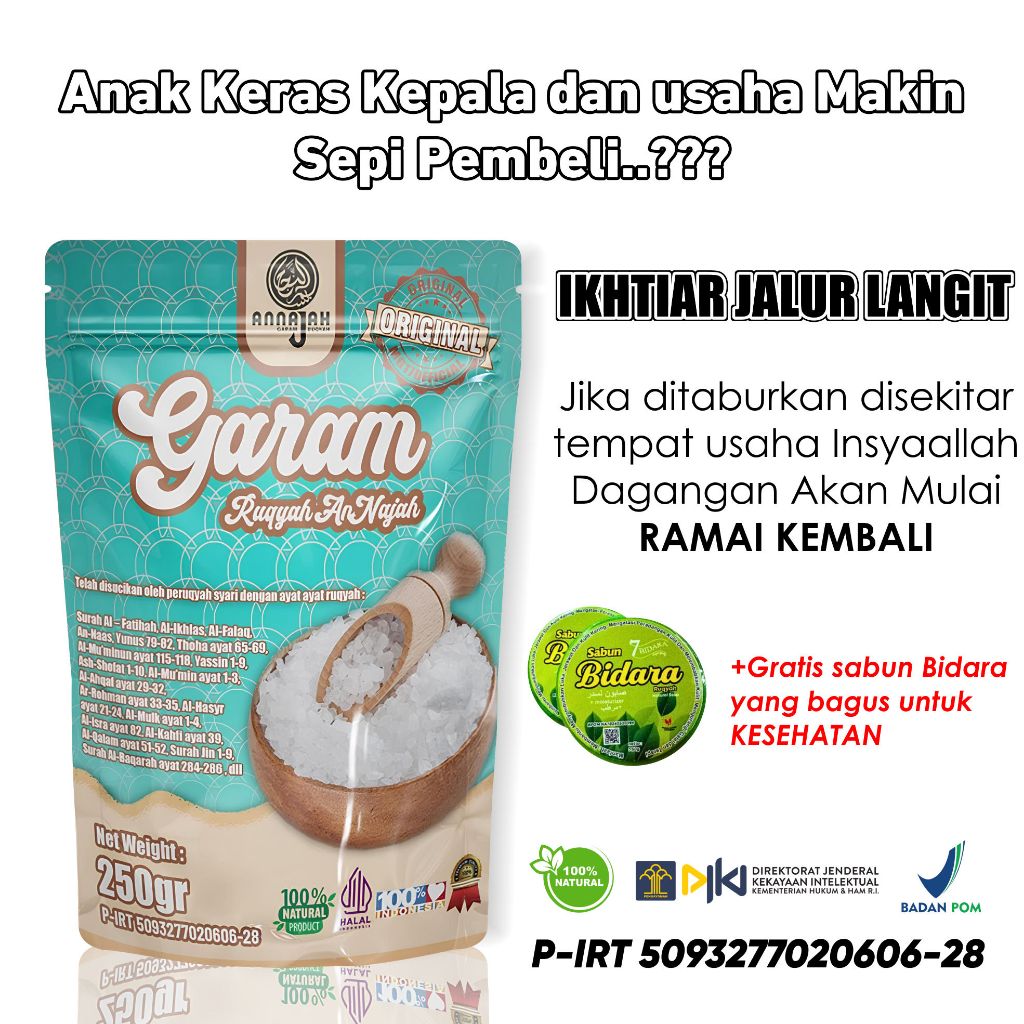 

Garam Ruqyah An Najah & Sabun Bidara - Penguris jin Melancarkan Rezeki dan Usaha