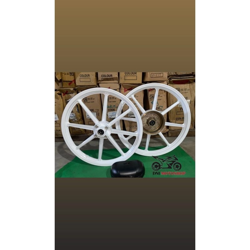 Velg Racing Jupiter Z1/jupz new/vega r new/jmx Palang 8 VRossi Zigen Swan  warna putih Panel Tromol 