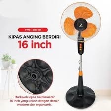 Kipas Angin Berdiri Rinrei DRN-101 16 Inci - Stand Fan 5 Baling, 3 Kecepatan, Putaran Kepala, 40W, 220V