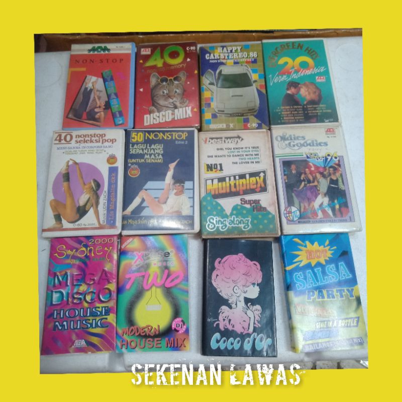 PAHE Kaset Kompilasi Disco + Nonstop / Sepaket/12 Kaset