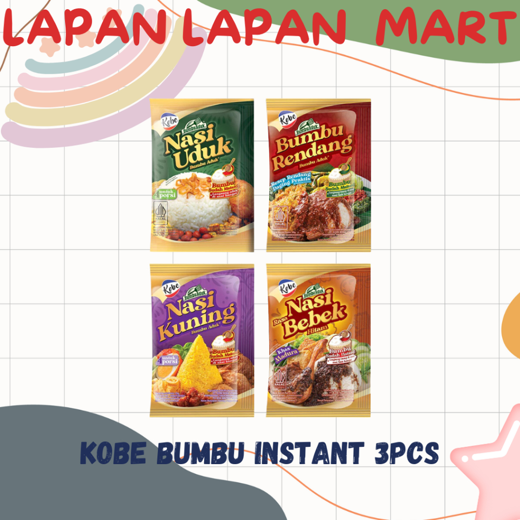 

Kobe Bumbu Instant Nasi Uduk , Nasi Kuning , Rendang , Nasi Bebek Isi 3