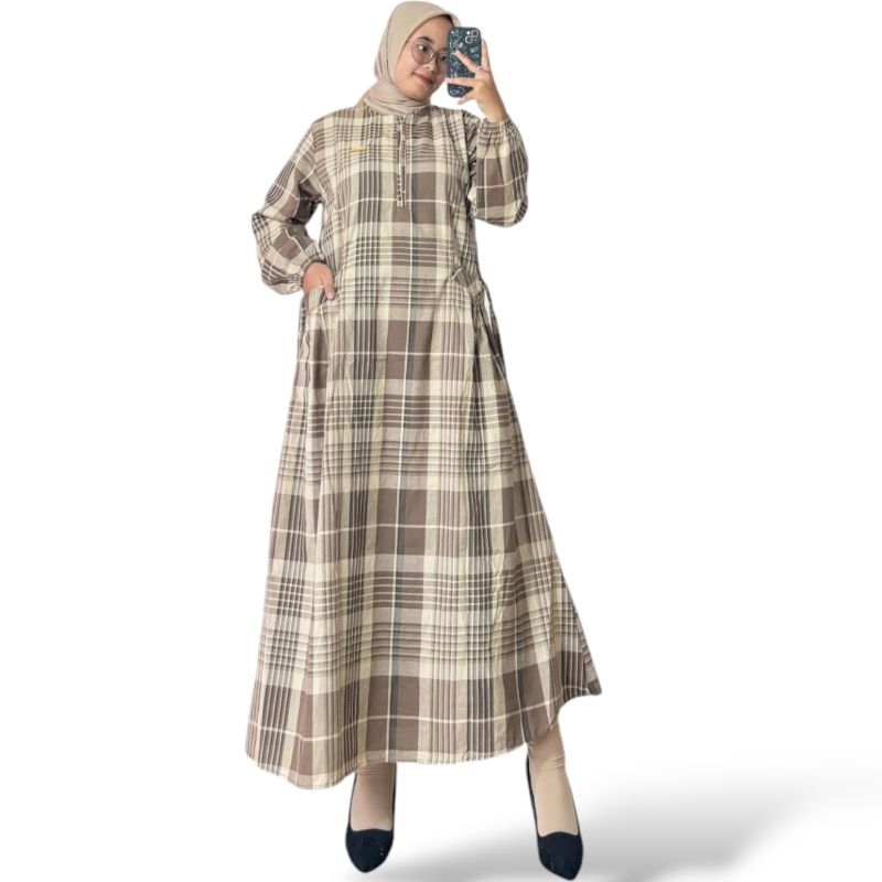 InggitChic | Dress Haruka Kotak-Kotak Katun Triset