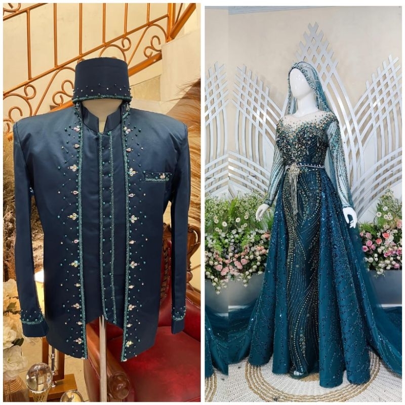 SALE TERLARIS COUPLE GAUN DRESS BEREKOR|BAJU PENGANTIN MURAH|KEBAYA DRESS COUPLE|GAUN DRESS MUSLIMAH