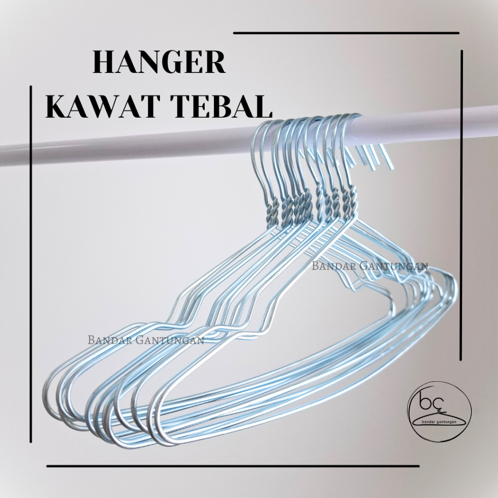 1 LUSIN Hanger Kawat Baju Besi Tebal / Gantungan Baju Besi Hanger Kawat Baju Dewasa  - LS