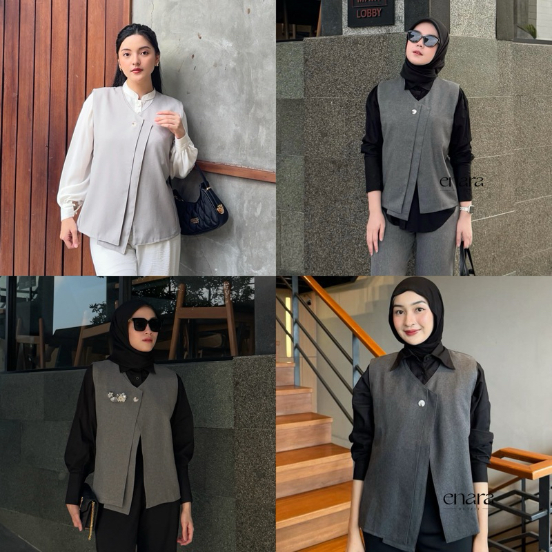 ENARA OUTFIT - SELENA VEST - OLIVIA SET VEST KEMEJA rompi atau vest wanita selena