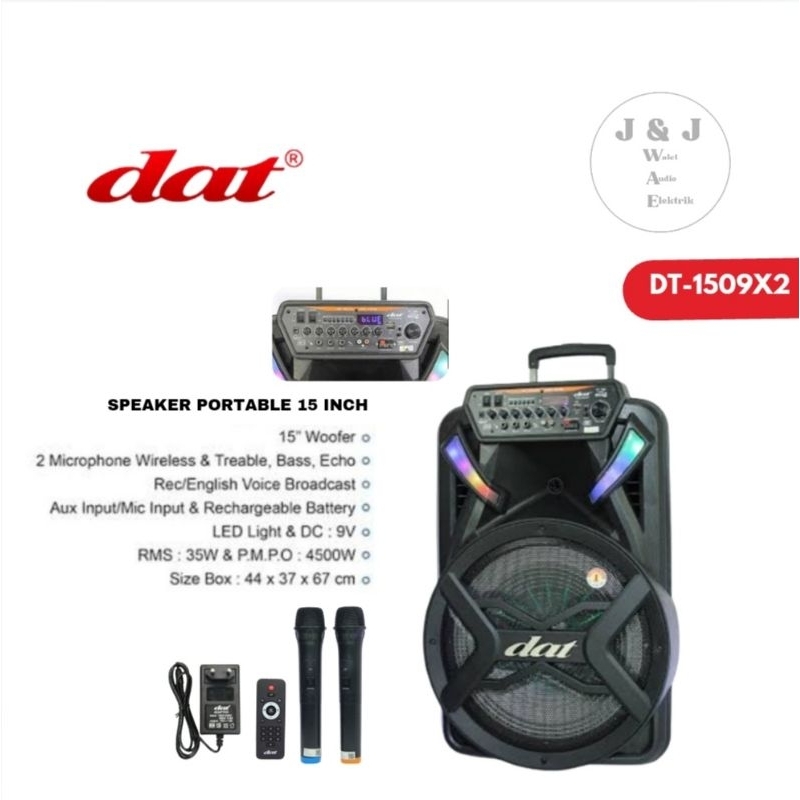 SPEAKER AKTIF 15 INCH DAT DT-1509X2 SPEAKER PORTABLE DAT 15 INCH