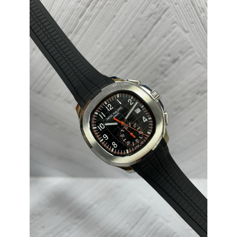JAM TANGAN PRIA PATEK PHILIPPE AQUANUT RUBBER BLACK SILVER AUTOMATIC JAPAN AAA 42mm #Jamtanganpria #