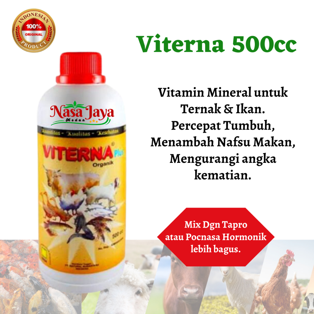 Viterna 500cc (VTN) Vitamin Nutrisi Ternak Ikan Unggas - Pembesar Sapi Kambing Ikan Ayam Nila Udang 