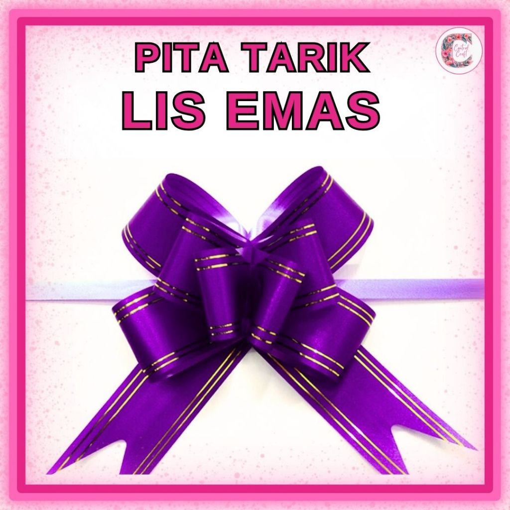 

Pita Tarik LIS EMAS Serut Besar Hiasan Parcel Souvenir Pull Flower Ribbon Gold Stripes