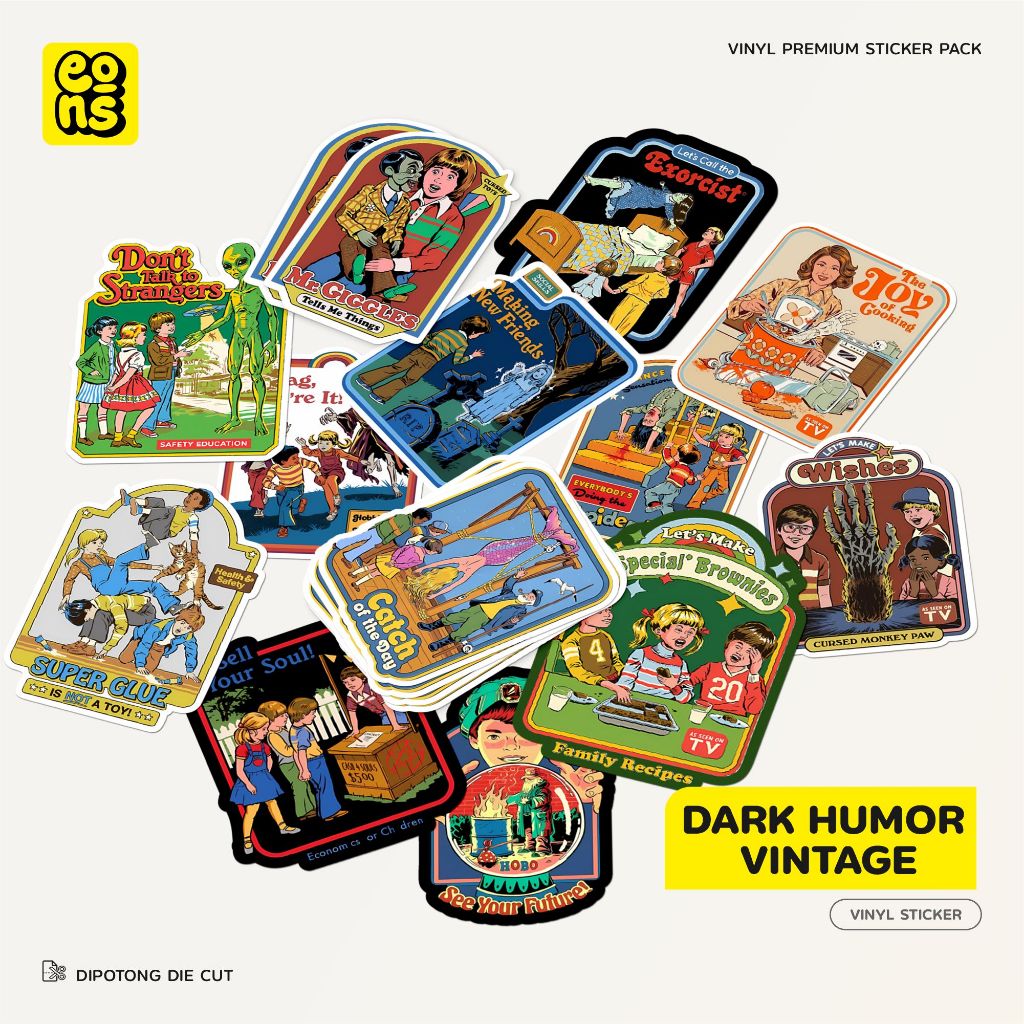 

Stiker Pack DARK HUMOR VINTAGE Aesthetic Waterproof Aesthetic- untuk Laptop - Koper - Paper Stationery