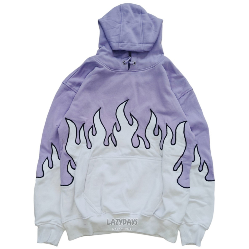 (LFB REWORKED) PURPLE WHITE FLAME HOODIE