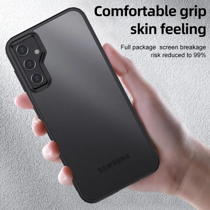 Samsung Galaxy A35 | A55 Hard Case Frosted Tritone Anti Yellow Soft PC - BLACK, SAMSUNG A55
