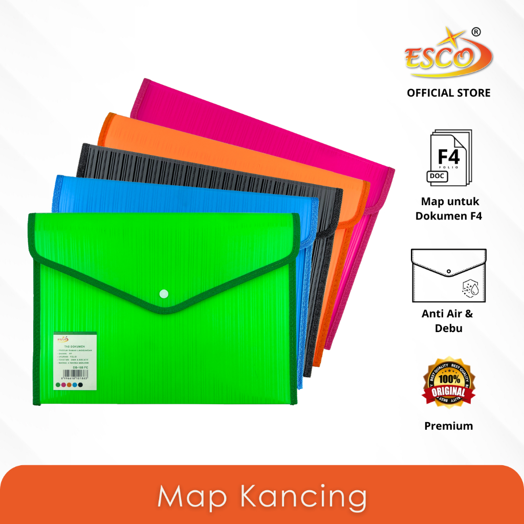 

ESCO Map Dokumen Kancing / File Bag / Map Plastik / Document Bag DB-188-FC