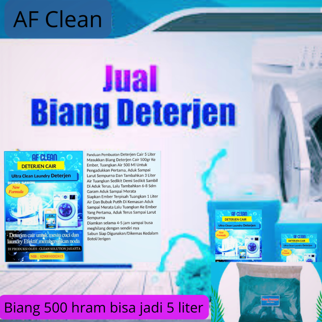 Biang Bahan Pembuat Deterjen Pakaian Jadi 5 Liter - AF CLEAN Formula Detergen Sabun Cuci Laundry