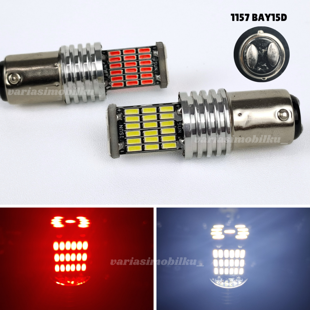 [VRM] LED Rem Stop LED 1157 BAY15D Bayonet 2 Titik 45 SMD Super Bright