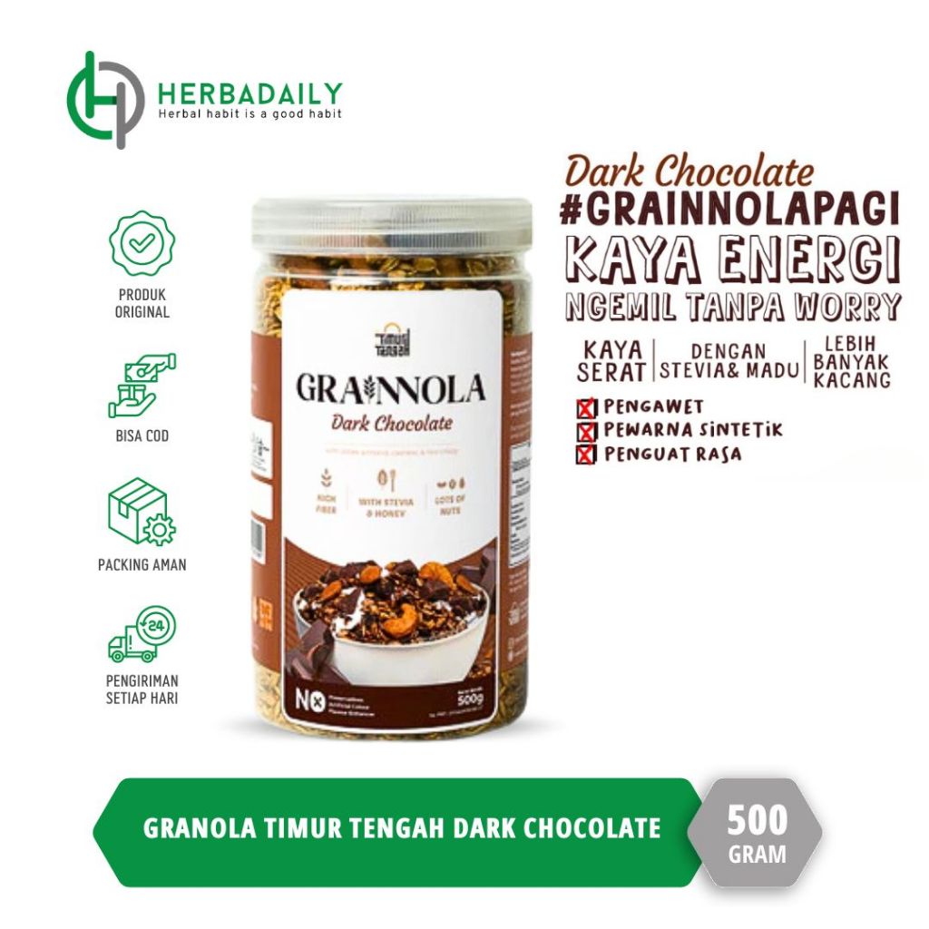

TIMUR TENGAH Granola | Grainnola | Dark Chocolate 500 Gr Sereal Makanan Sehat