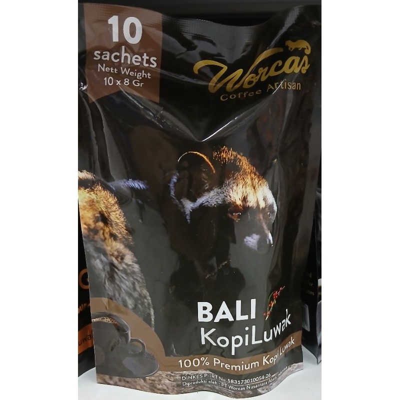 Kopi Luwak Bali WORCAS Pure Kopi Luwak Bali 80g (10 Sachet) - HM.