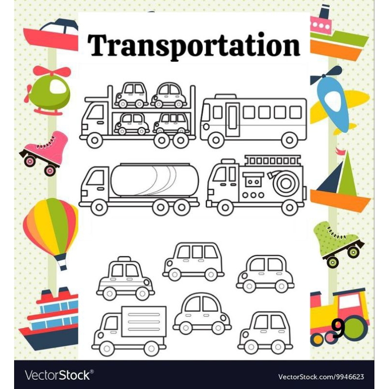 

KERTAS MEWARNAI/KERTAS MENGGAMBAR/BUKU GAMBAR/COLORING/SKETSA KENDARAAN/KENDARAAN/TRANSPORTASI