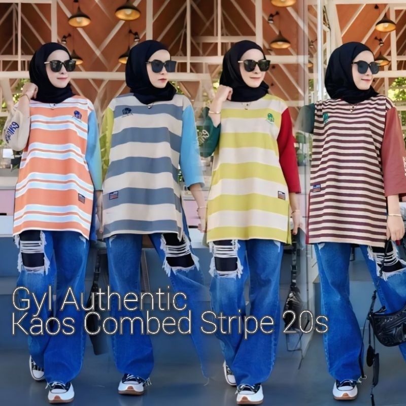Gyl Midi Tunik Stripe Line Original Kaos Wanita Premium Model Terbaru