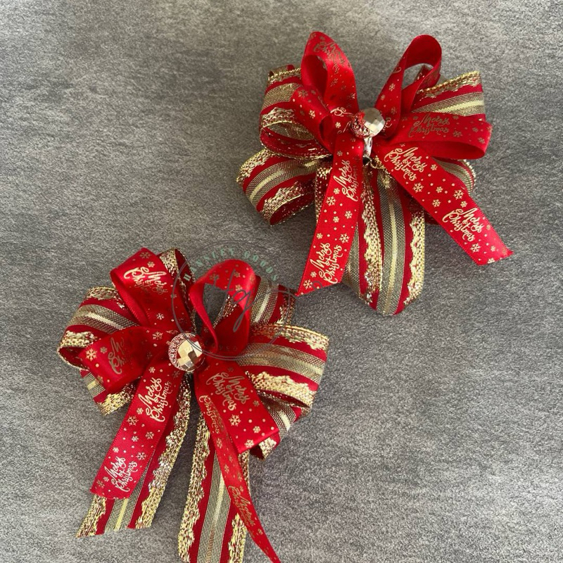 pita hias natal red gold