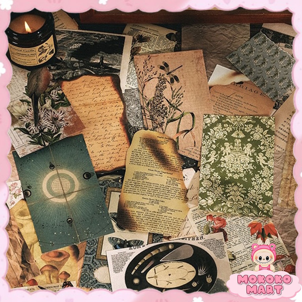 

MM Kertas Dinding Art Paper Kertas Vintage Years Letter Pack 60 Lembar OLD BOOK Paper Journal - MB12