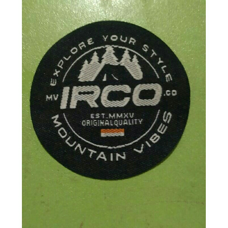 

label woven custom lingkaran finishing per lusin