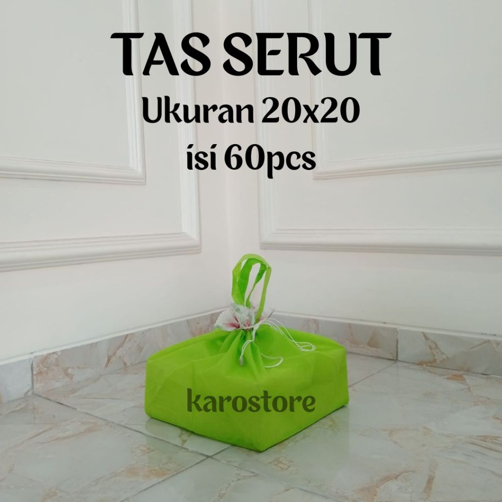 

Paket Borongan Isi 60pcs Ukuran 20x20 Tas Serut,Tas Nasi Kotak, Tas Pembungkus Tas Besek Paket Hemat