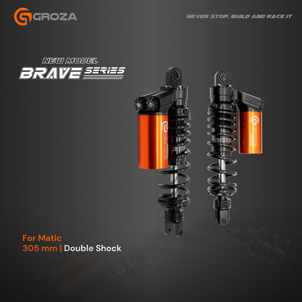 GROZA - BRAVE SERIES 305MM Double Shock | Shockbreaker Tabung Atas Matic (NMAX New, Aerox) | Suspens