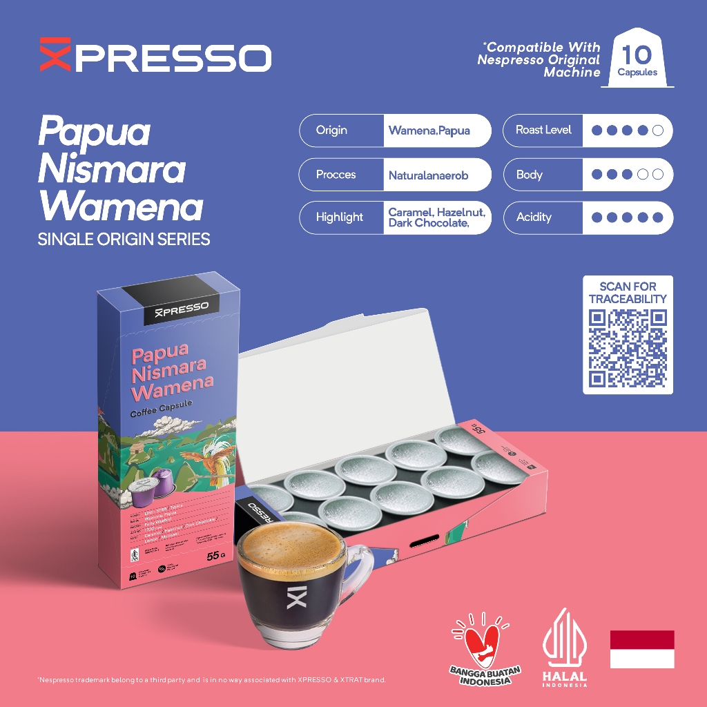 

XPRESSO Kopi Kapsul - Papua Nismara Wamena - Nespresso Coffee Capsules Compatible