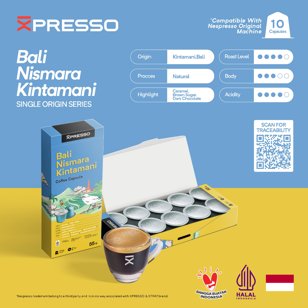 

XPRESSO Kopi Kapsul Bali Kintamani Nismara Single Origin Coffee Capsules Pods Nespresso