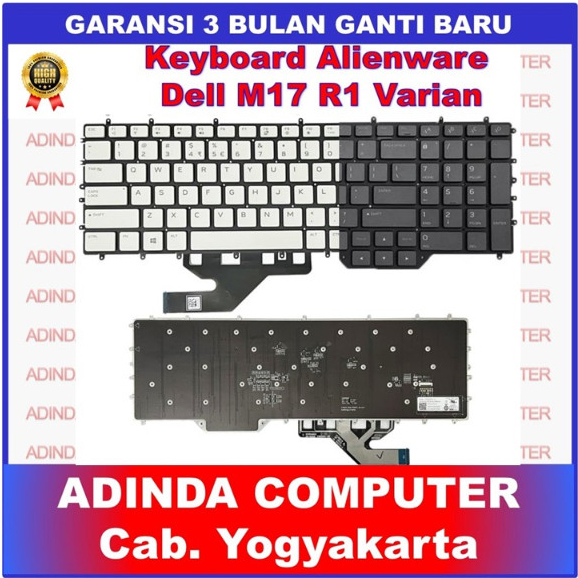 Keyboard Dell Alienware M17 17 R1 R2 R3 P43F P41e P45e Black RGB Backlight - White RGB Backlight