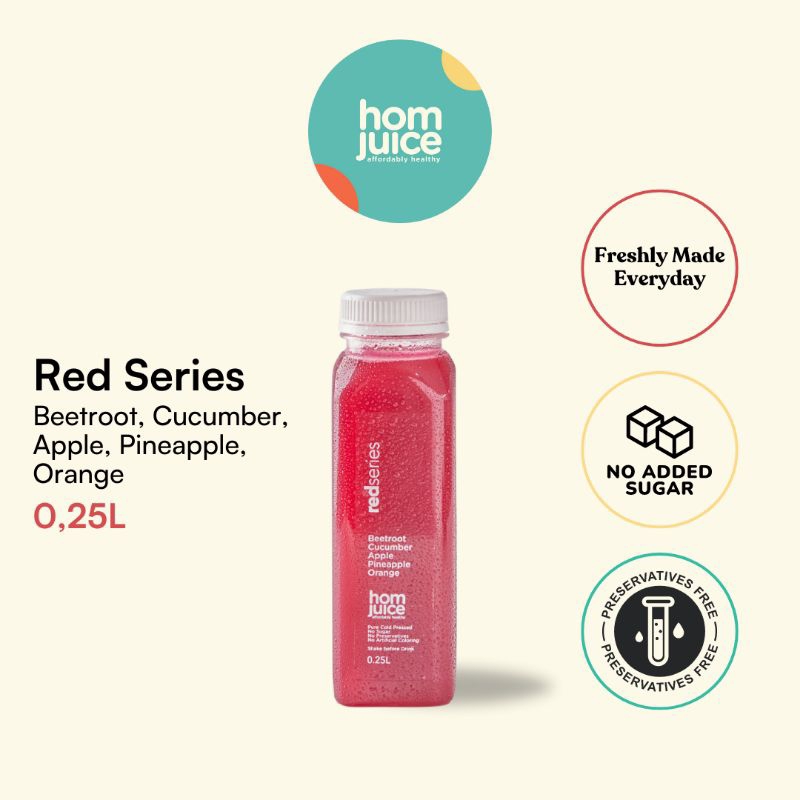 

Jus Sehat Jus Detox Cold Pressed Juice | Homjuice Red Series 250ml Mix Buah dan Sayur Tanpa Gula Tanpa Pengawet