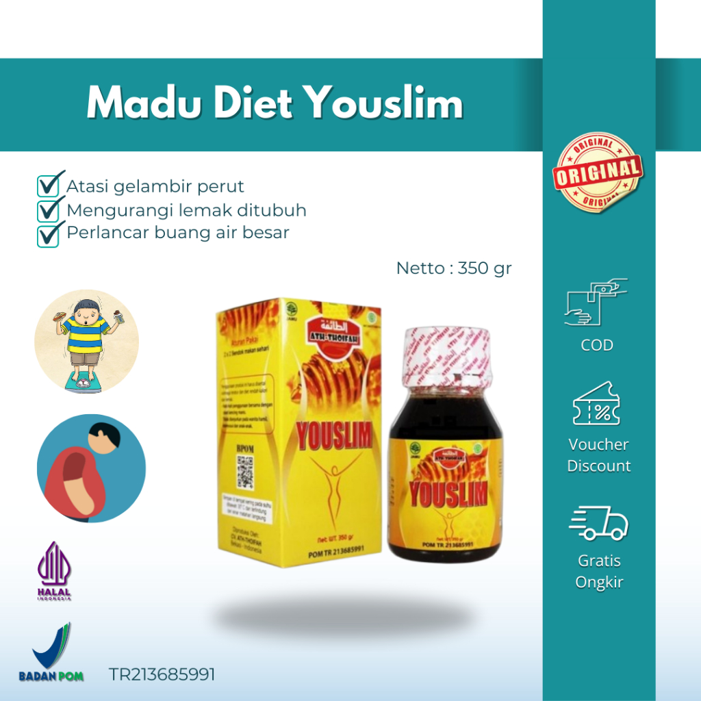 

YOUSLIM Madu diet ath thoifah 350 gr memperlancar BAB menurunkan berat badan sudah BPOM