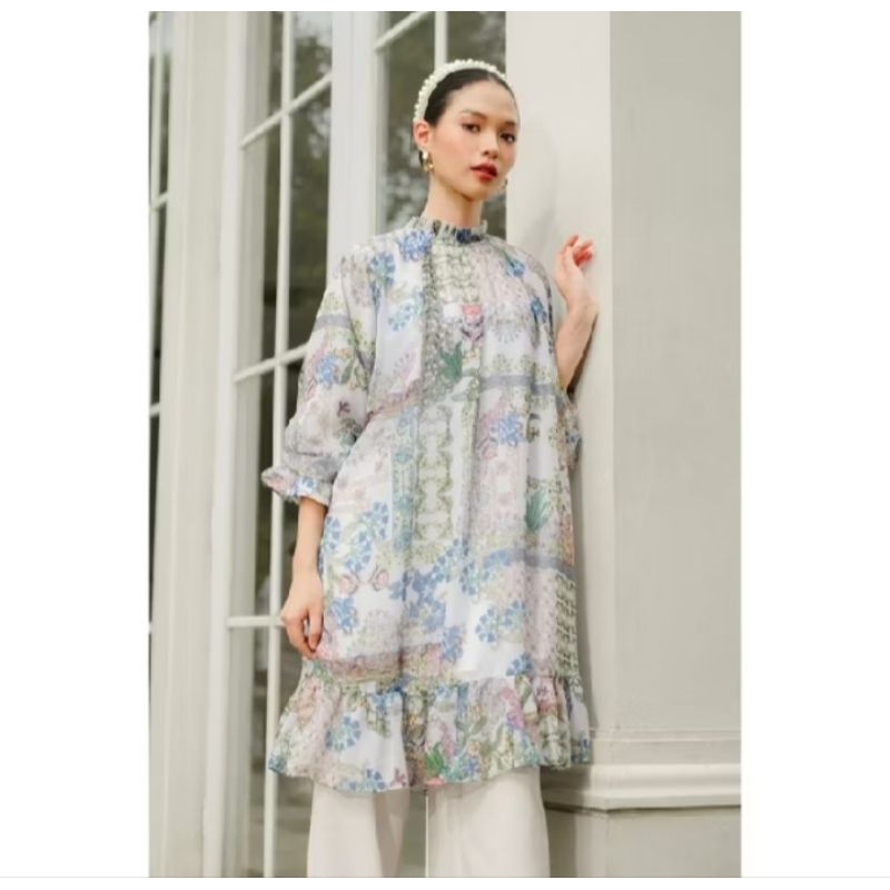 Benang Jarum - Serenity Soiree Ruffle Tunic Dress - Ivory